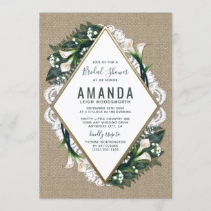 Convites Chás de panela do laço de serapilheira do lírio