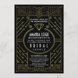 Convites Chás de panela do ouro do vintage do art deco