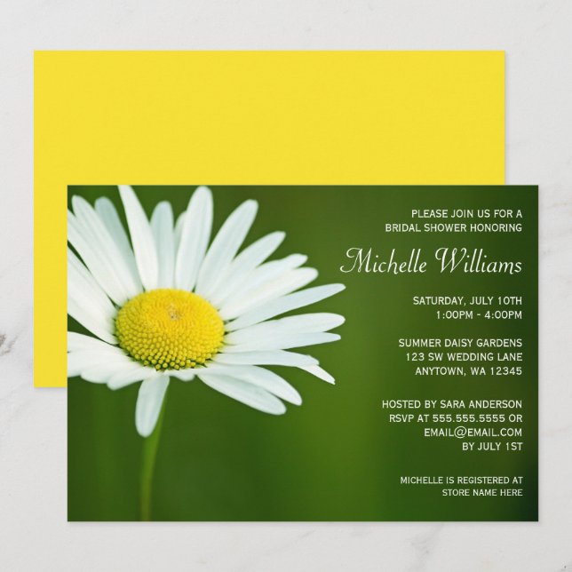 Convites Chás de panela do verão da margarida branca (Frente/Verso)