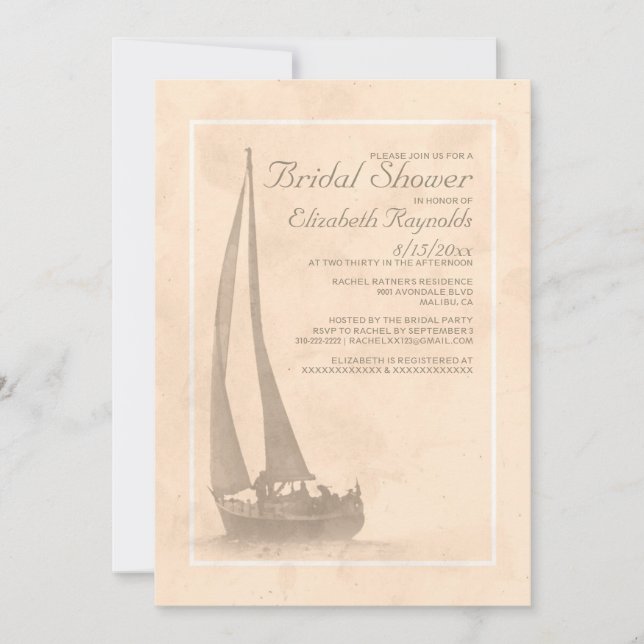 Convites Chás de panela elegantes dos barcos (Frente)