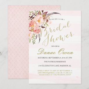 Convites Chás de panela florais do rosa da aguarela