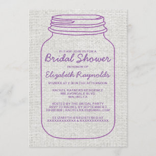 Convites Chás de panela rústicos roxos do frasco de