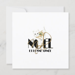 Convites Chat Blanc, Noël et Bonne Année