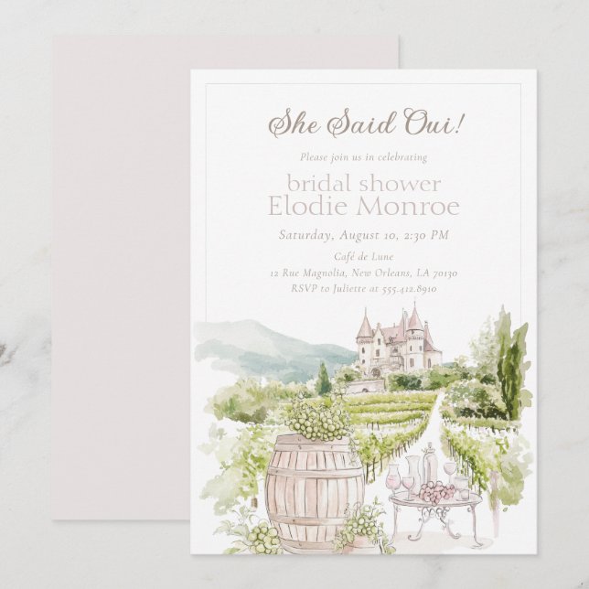 Convites Château Elegante de Provence Francês Casamento Cou (Frente/Verso)