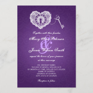 Convites Chave De Casamento Elegante Para Meu Coração Rox
