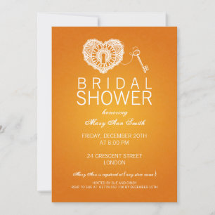 Convites Chave De Chá de panela Elegante Para Meu Coração L