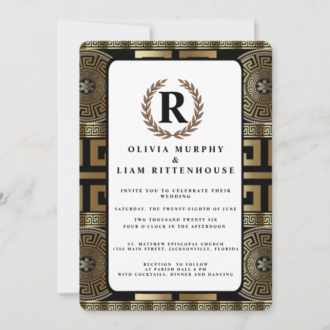 Convites Chave Grega Clássica Formal da Coroa de Louros da  (Frente)