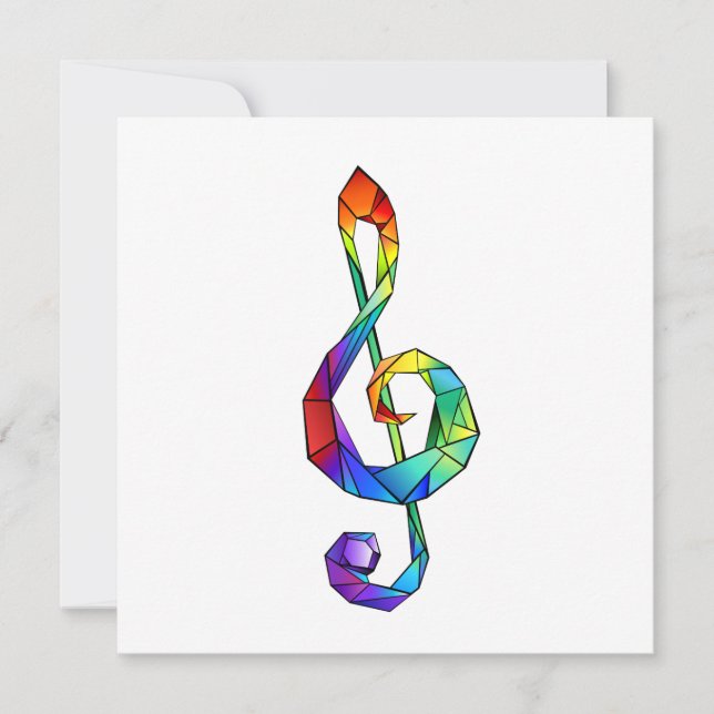 Convites Chave musical musical em clave de sol arco-íris (Frente)