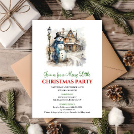 Convites Cheerful red green winter scene party invite