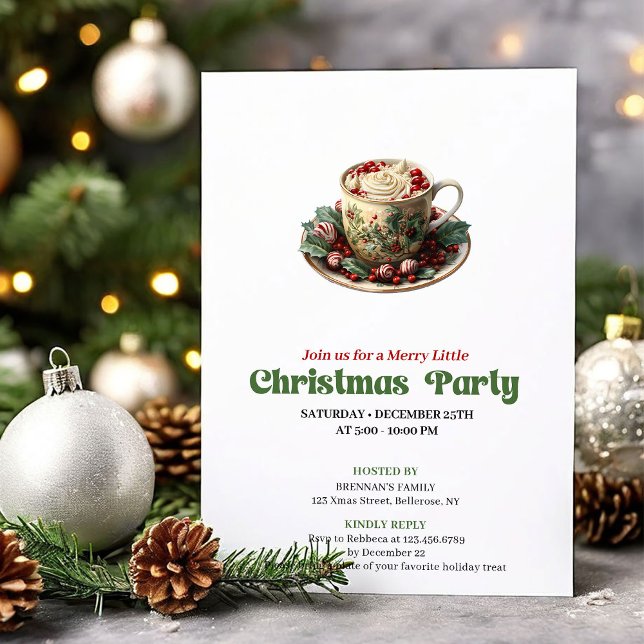 Convites Cheerful Victorian Christmas cocoa party invite (Cheerful Victorian Christmas angel party invite

)