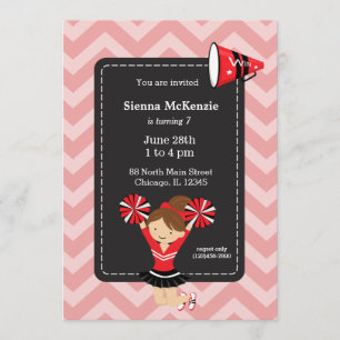 Convites Cheerleader, escolha sua própria cor de fundo