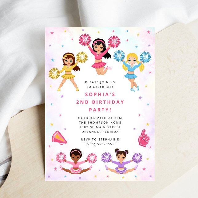 Convites Cheerleader Girl Birthday Party Invitation (Criador carregado)