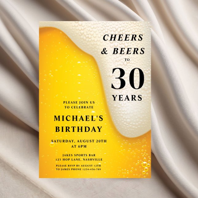 Convites Cheers And Beers 30th Birthday (Cheers And Beers 30th Birthday Invitation)