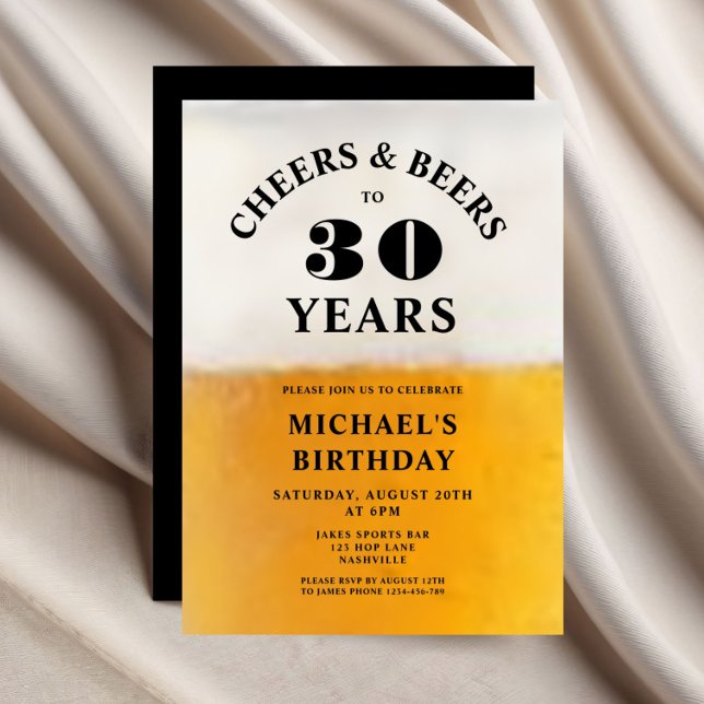 Convites Cheers And Beers 30th Birthday (Cheers And Beers 30th Birthday Invitation)
