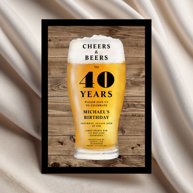 Convites Cheers And Beers 40th Birthday (Cheers And Beers 40th Birthday Invitation)