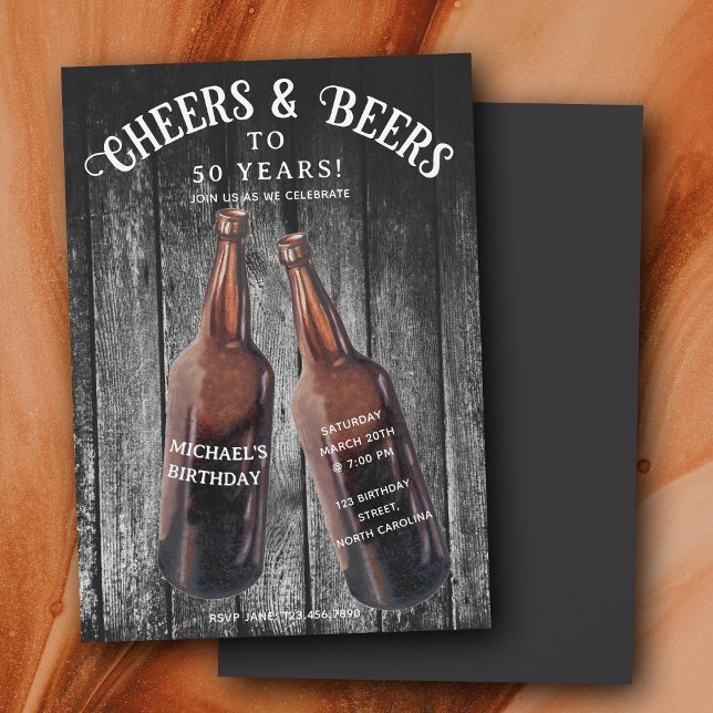 Convites Cheers and Beers 50th Beer Birthday Party (Cheers and Beers 50th Beer Birthday Party Invitation)