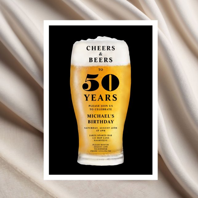Convites Cheers And Beers 50th Birthday (Cheers And Beers 50th Birthday Invitation)