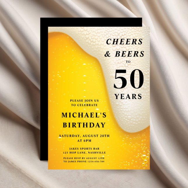 Convites Cheers And Beers 50th Birthday (Cheers And Beers 50th Birthday Invitation)