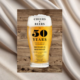 Convites Cheers And Beers 50th Birthday