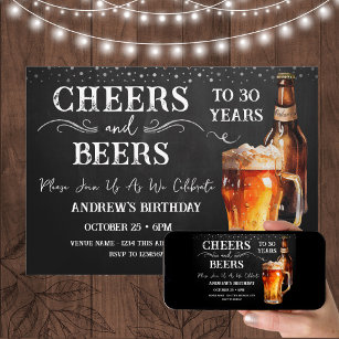 Convites Cheers and Beers aniversário de 30 anos Rustic