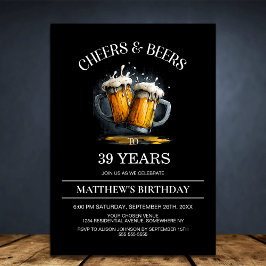 Convites Cheers and Beers Any Age Birthday Party