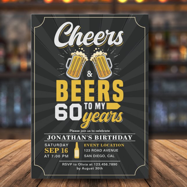 Convites Cheers and Beers to my 60 Years Fun Birthday (Criador carregado)