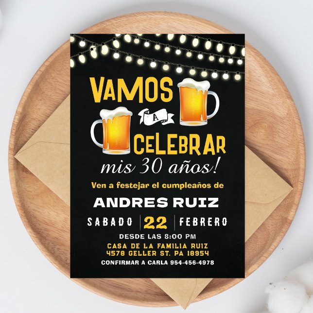 Convites Cheers & Beers Birthday Invitation Spanish Invite (Criador carregado)
