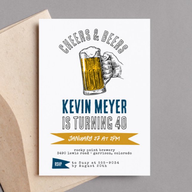 Convites Cheers & Beers Cocktail qualquer Festa de aniversá (Criador carregado)
