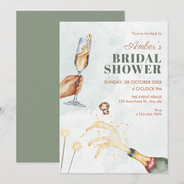 Convites Cheers bridal shower (Frente/Verso)