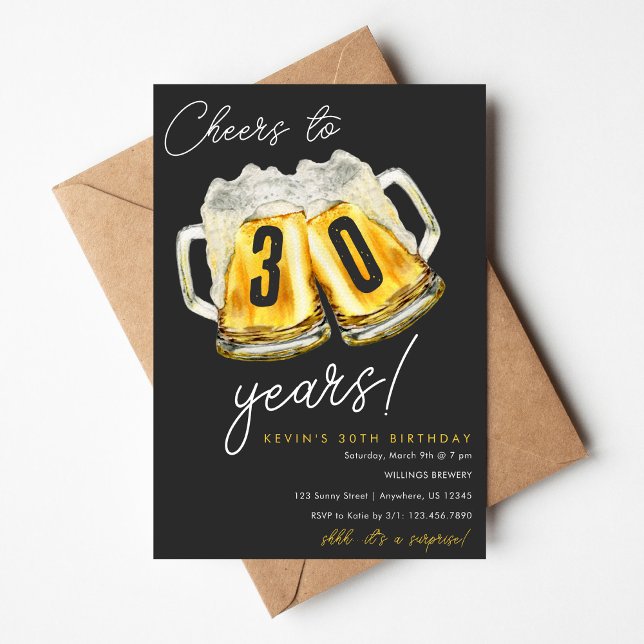 Convites Cheers to 30 Years Birthday Invitation (Criador carregado)