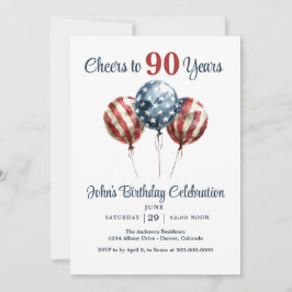 Convites Cheers to 90 Years Birthday Party Invitation