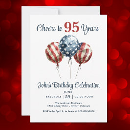 Convites Cheers to 95 Years Birthday Party Invitation