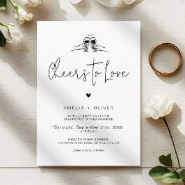 Convites Cheers to Love Minimalist Script Retro Wedding