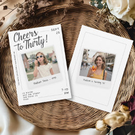 Convites Cheers to Thirty 30 Retro Photo Birthday 