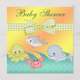 Convites Cheery Baby Sea Creatures Chá de fraldas