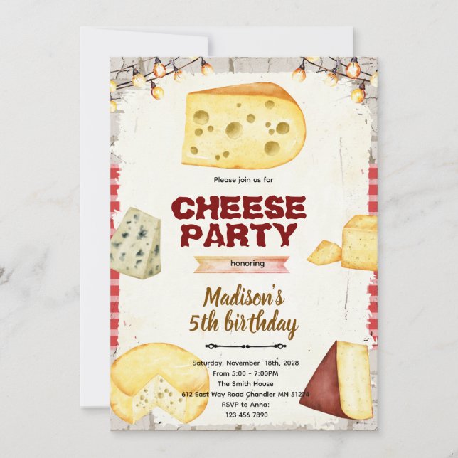 Convites Cheese theme party invitation (Frente)