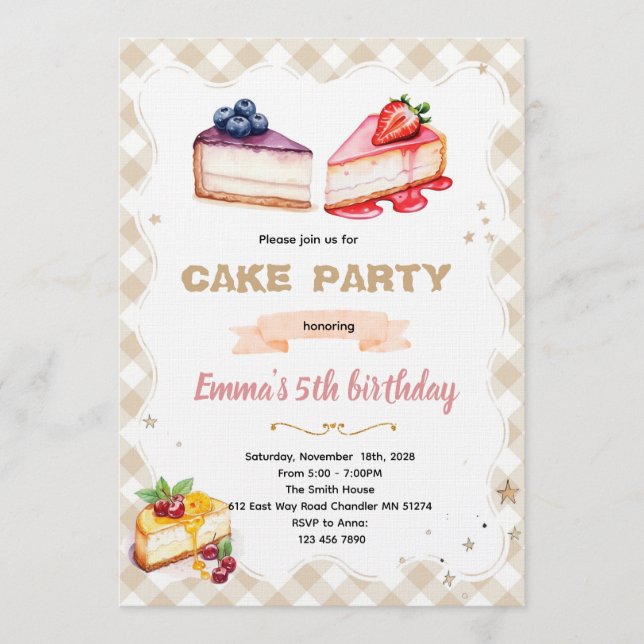 Convites Cheesecake party invitation (Frente)