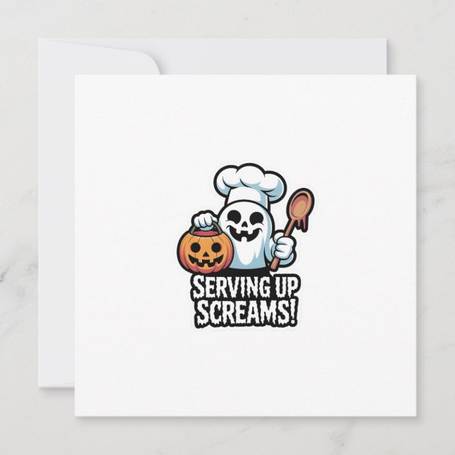 Convites Chef Boo – Spooky Cute Halloween Ghost Spoon (Frente)