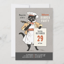 Convites Chef de gato preto Vintage Halloween Janto CC1266