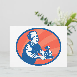 Convites Chef Detendo Dinheiro Saco Finanças Restaurantes