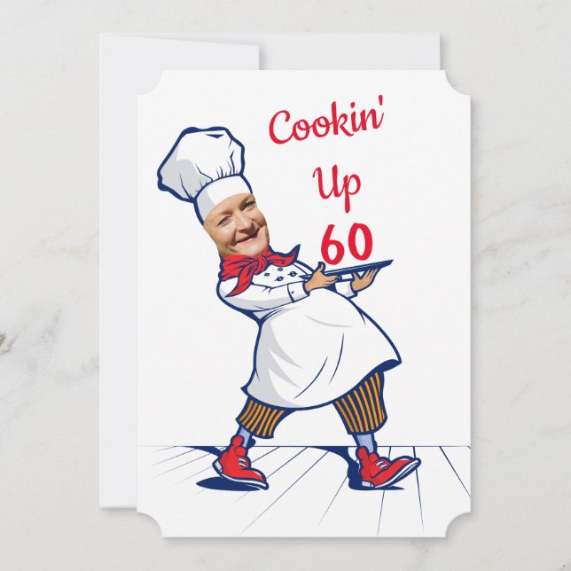 Convites Chef 🎉 Engraçado Cook 60 anos Engraçado (Frente)