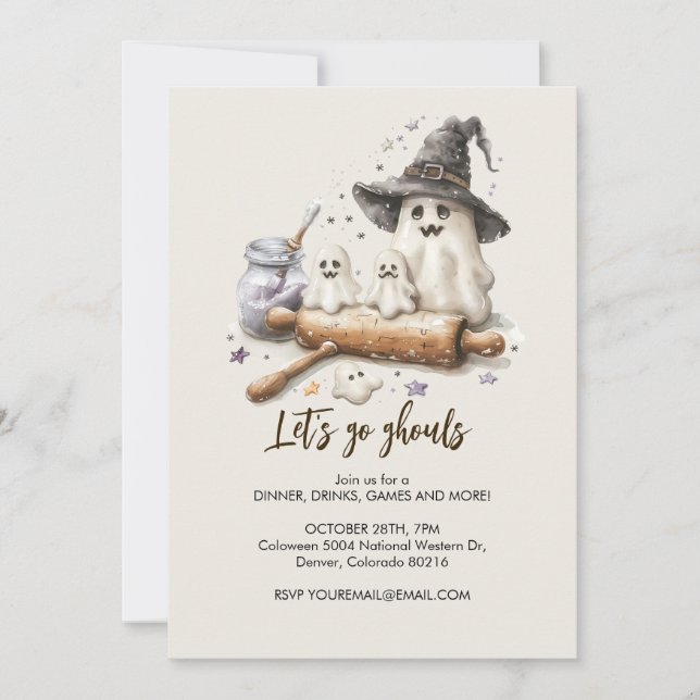 Convites Chef fantasma fantasma com pino rolante, Halloween (Frente)