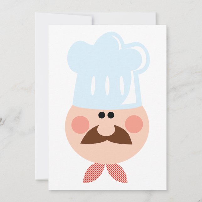Convites Chef Italiano com Bigode e Chapéu (Frente)