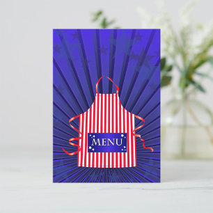 Convites Chef Patriótico EUA Vermelho Branco Azul Churrasco