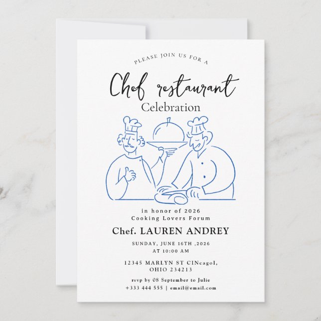 Convites Chef Restaurant Celebration Invitation (Frente)