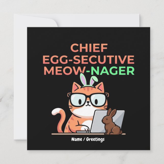 Convites Chefe Executivo Gato de Páscoa Engraçado  (Frente)