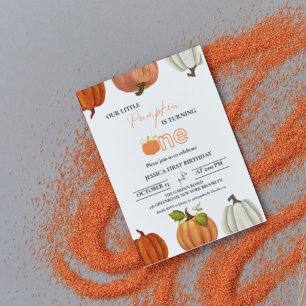 Convites Chegue nossa abóbora virando um primeiro aniversár