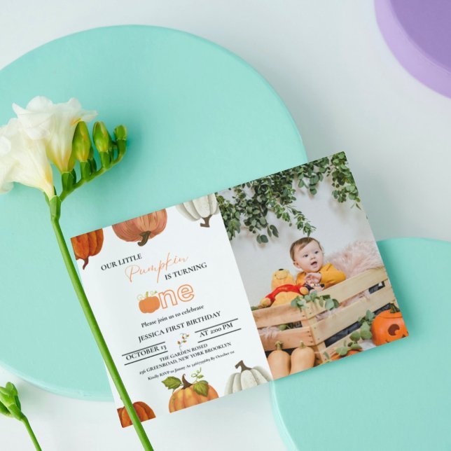Convites Chegue nossa abóbora virando um primeiro aniversár (Criador carregado)