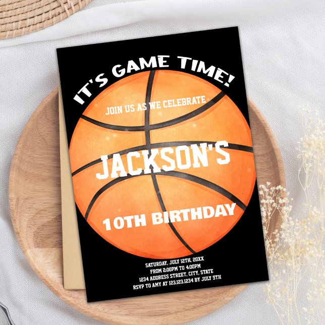Convites Cheio Ball Black Basball Ball White Invances (Full Ball Black Basketball Ball White Invitations)
