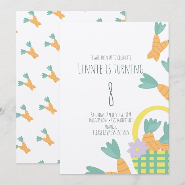 Convites Cheio de páscoa do carrinho de aniversário Kraft (Frente/Verso)